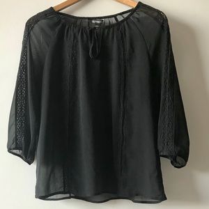 Express Lace Trim Black Blouse 💜 3 for $25 Bundle